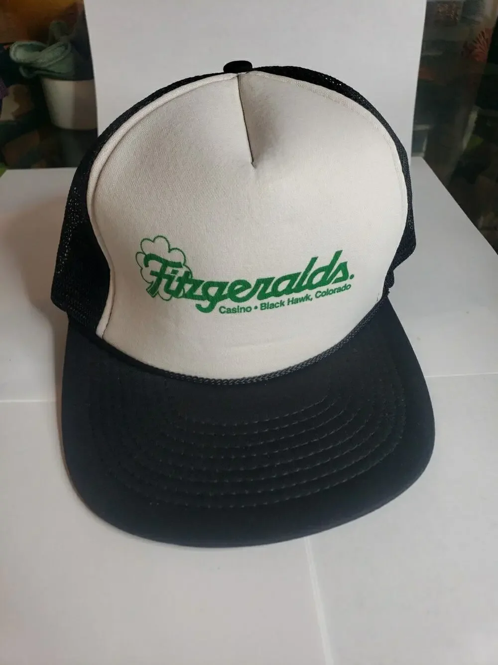 VTG Fitzgeralds Casino Hat Cap Snap Back Mesh Trucker Black Hawk Colorado 90s